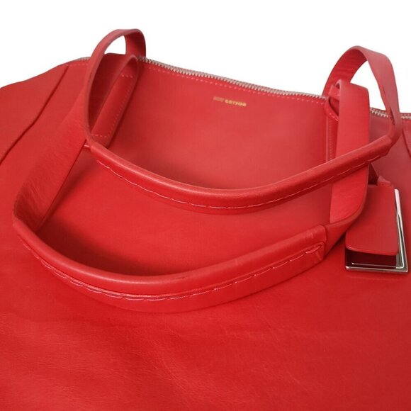 Joy Gryson Genuine Leather Oversized Tote Travel Shopper Bag Red - Picture 3 of 14